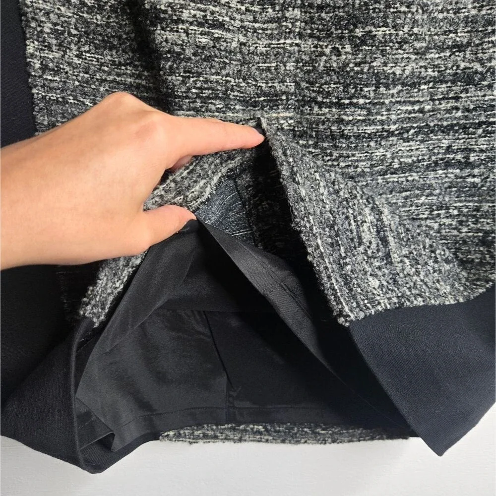 Ann Taylor Wool Tweed Colorblock Pencil Skirt Black Gray Corpcore Women's Size 8